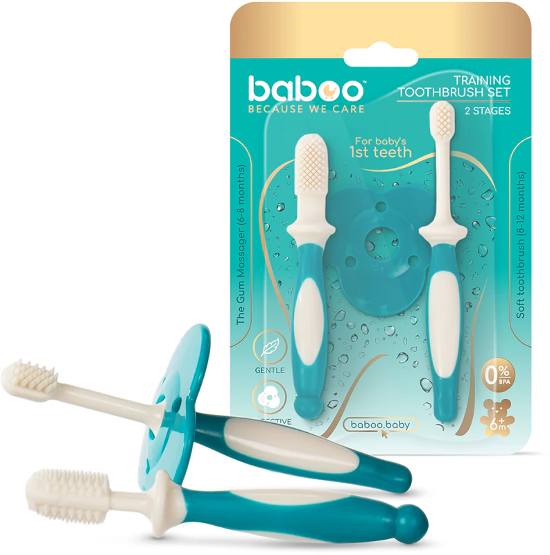 Conjunto de escova de dentes Baboo para cuidados dentais de bebês