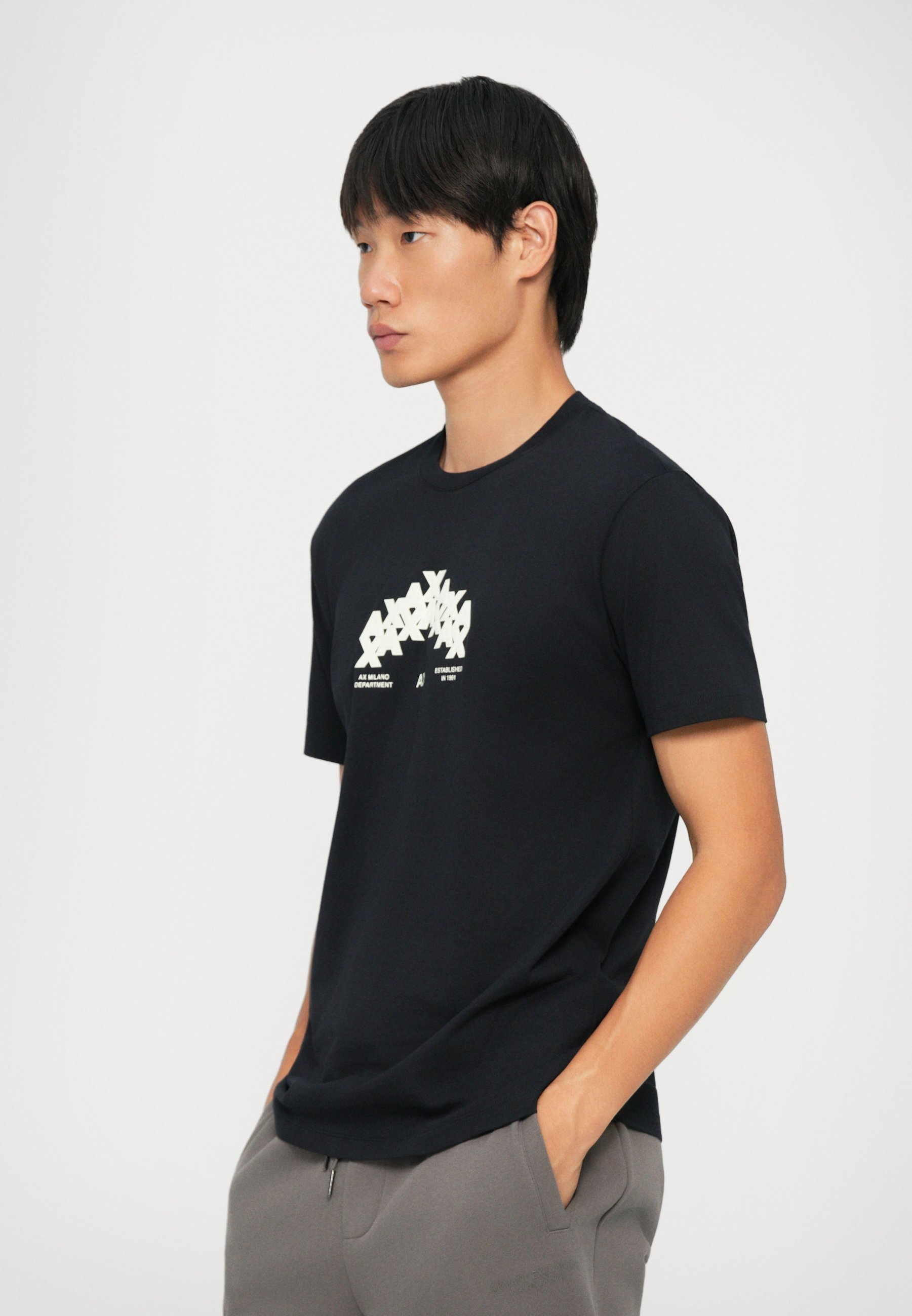Tricou Armani Exchange cu imprimeu - bleumarin închis