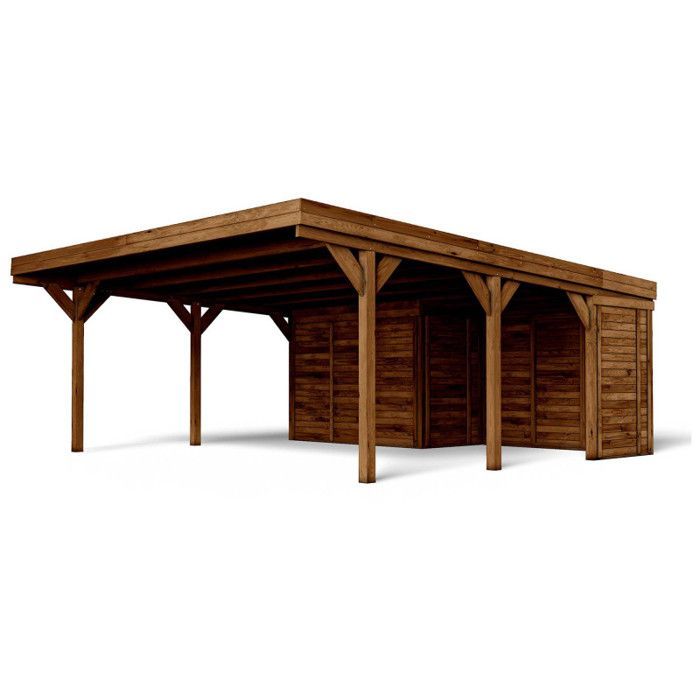 Wooden carport for 2 cars with annex, 39m²