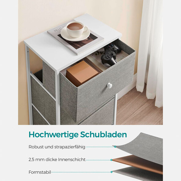 Chest of drawers, 4 drawers, grey/white