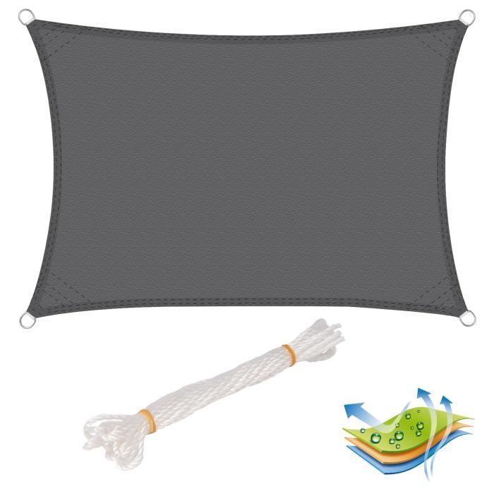 Tenda parasole rettangolare in poliestere WOLTU, con protezione UV, ideale per giardino o campeggio, 3x4 m, grigia.
