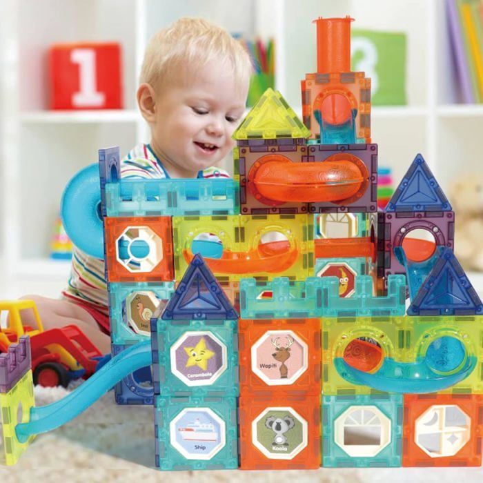 Bloques de construcción magnéticos - 110 piezas de construcción magnética 3D luminosa - Regalos creativos para niños y niñas
