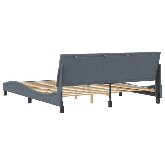 Estructura de cama doble para adultos - SOLOMON - Gris oscuro 180x200 cm 100% poliéster terciopelo JILL'S 11235