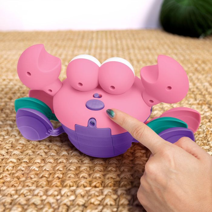 BRIGHT STARTS Walking Crab, Baby Toy 6M+, Musical Toy, Gross and Fine Motor Skills Toy, Obstacle Sensors, Pink