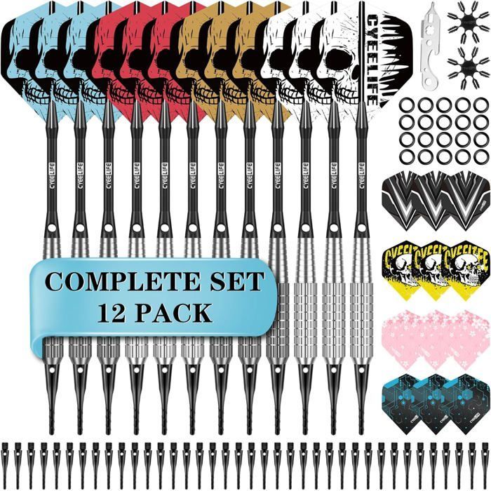 Freccette con punta in plastica, set da 12 freccette morbide per bersaglio elettronico, freccette morbide professionali da 15/17 grammi
