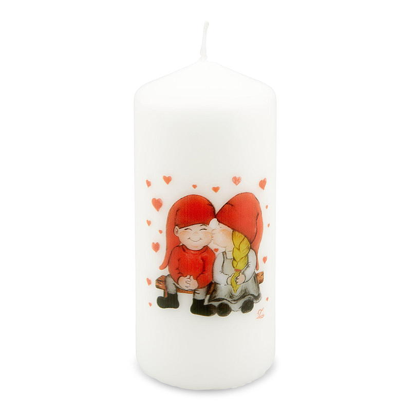 Kubusvormige kaars ø 6 x 13 cm Kerstdesign
