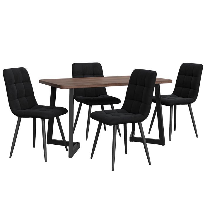 Juego de comedor de segunda generación con ambiente acogedor (juego de 5 piezas), mesa de comedor con 4 sillas, mesa de comedor moderna para cocina.