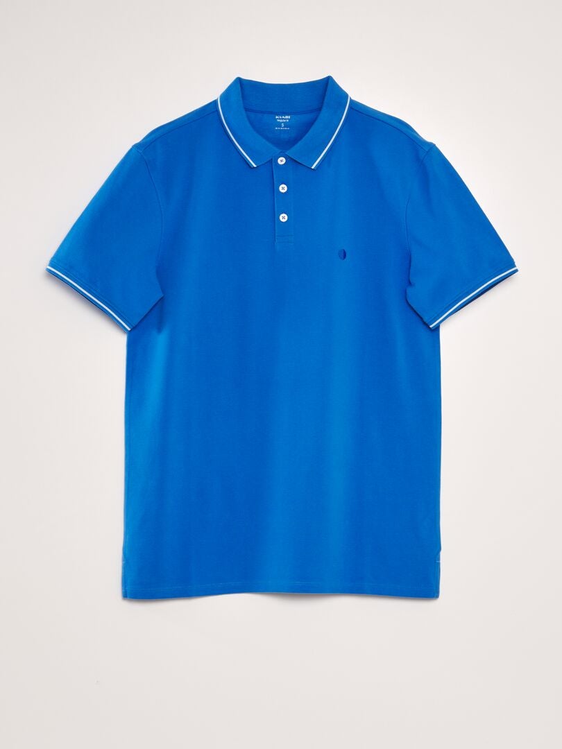 Poloshirt van katoenpiqué - BLAUW