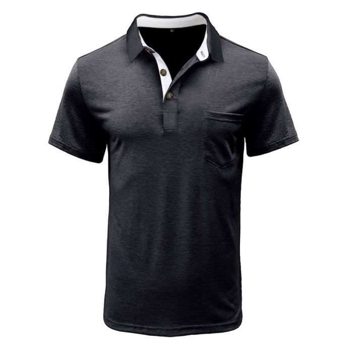 Polo negro para hombre - Cómodo e informal - Tallas grandes