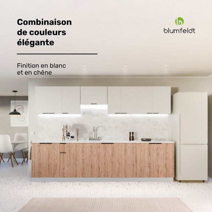 Blumfeldt WoodVista Meuble pour lave-vaisselle encastrable Plan de travail robuste Intégration parfaite Blanc