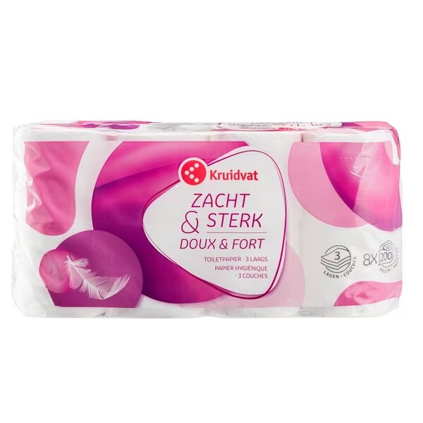 Mehak in močan toaletni papir Kruidvat<br>8 rolic