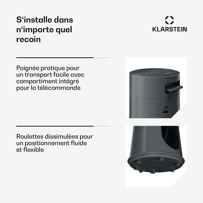 Ventilador enfriador de aire - Klarstein Frost - 200 m³/h - 7 L - 20 m² - 4 modos - 3 niveles de potencia - Control remoto