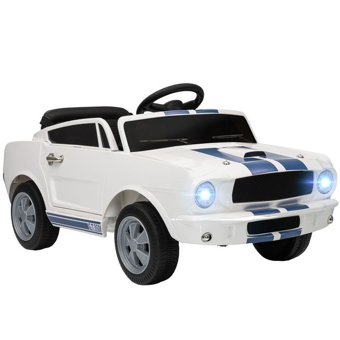 Voiture électrique 12V - AIYAPLAY - sous licence Ford Shelby GT 350 - télécommande - télécommande 2,4G - 3 à 6 ans - blanc