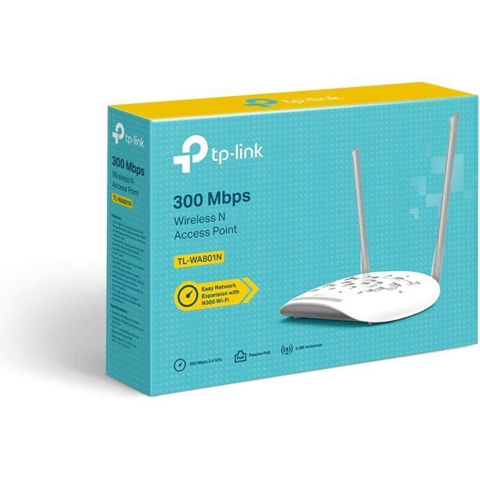 Punto de acceso WLAN TL-WA801N de 300 Mbps en 2,4 GHz (cliente, puente, repetidor universal/WDFS), 1 x 10/100 Mbps