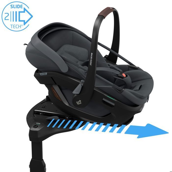 MAXI-COSI Siège auto bébé Coral Slide Pro, coulissant et pivotant, position allongée, Moon Graphite