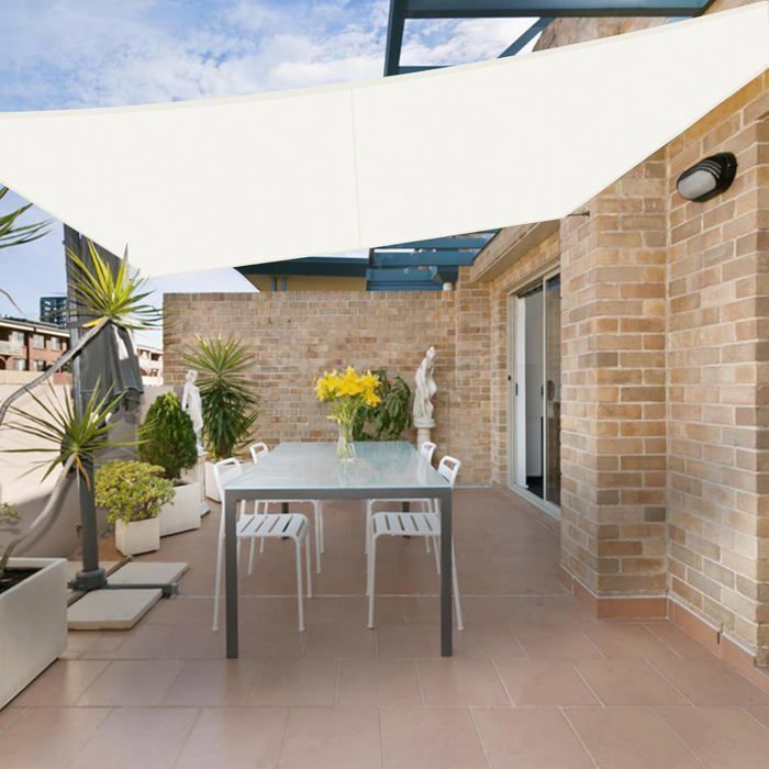 Vela de sombra rectangular color crema de 3x5 m, tejido impermeable, protección UV del 95%, vela de sombra para exteriores, ideal para jardín y terraza.