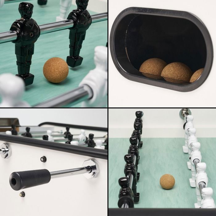 KANGUI Houten Tafelvoetbaltafel voor Volwassenen - Zwart en Wit - Gerflex