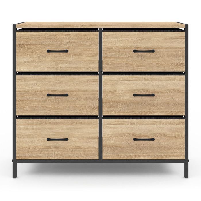 IDMARKET UTAH 6-drawer fabric chest, 80 cm, industrial design storage unit