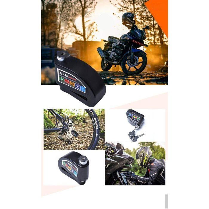 Candado para disco de freno de motocicleta, candado para disco de freno de scooter con alarma de seguridad, negro