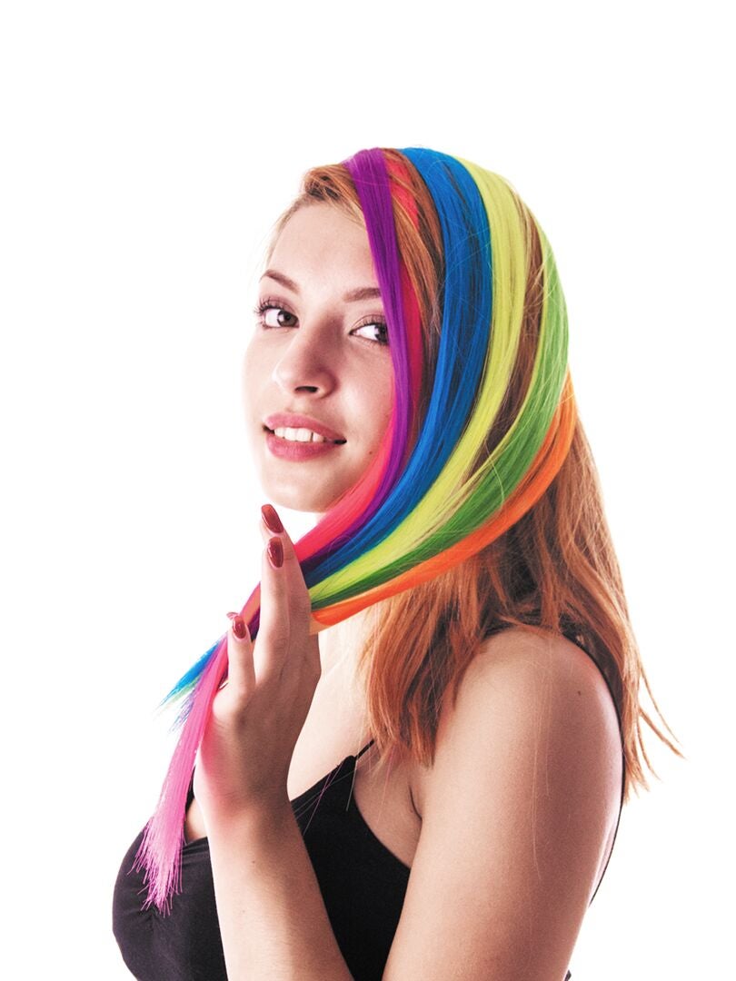 Neon clip-on haarlokken - GEEL