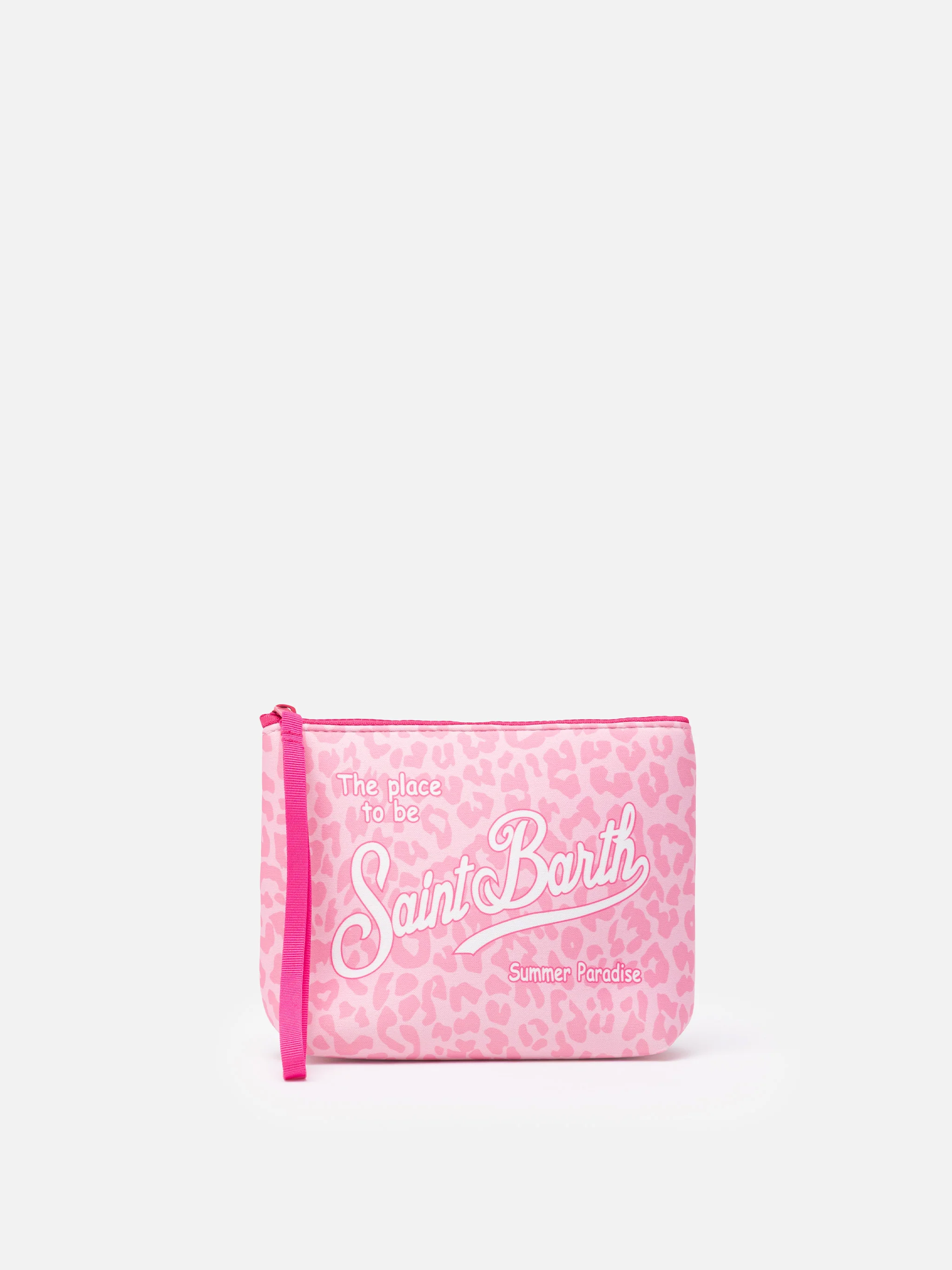 Pochette Aline in scuba con stampa animalier rosa pastello