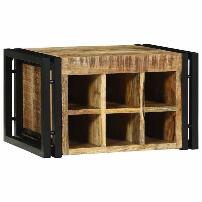 Étagère à vin en bois de mangue - vidaXL - 46x35x27,5 cm - Marron et Noir - Bois de mangue massif - Rustique