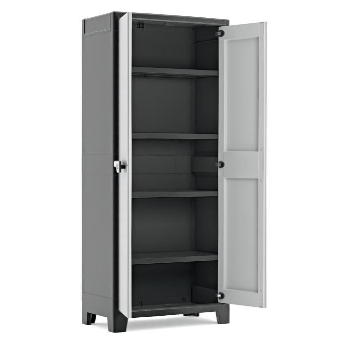 Keter Armoire de Rangement avec Etagères Titan Noir et Gris 182cm Organisateur 434758