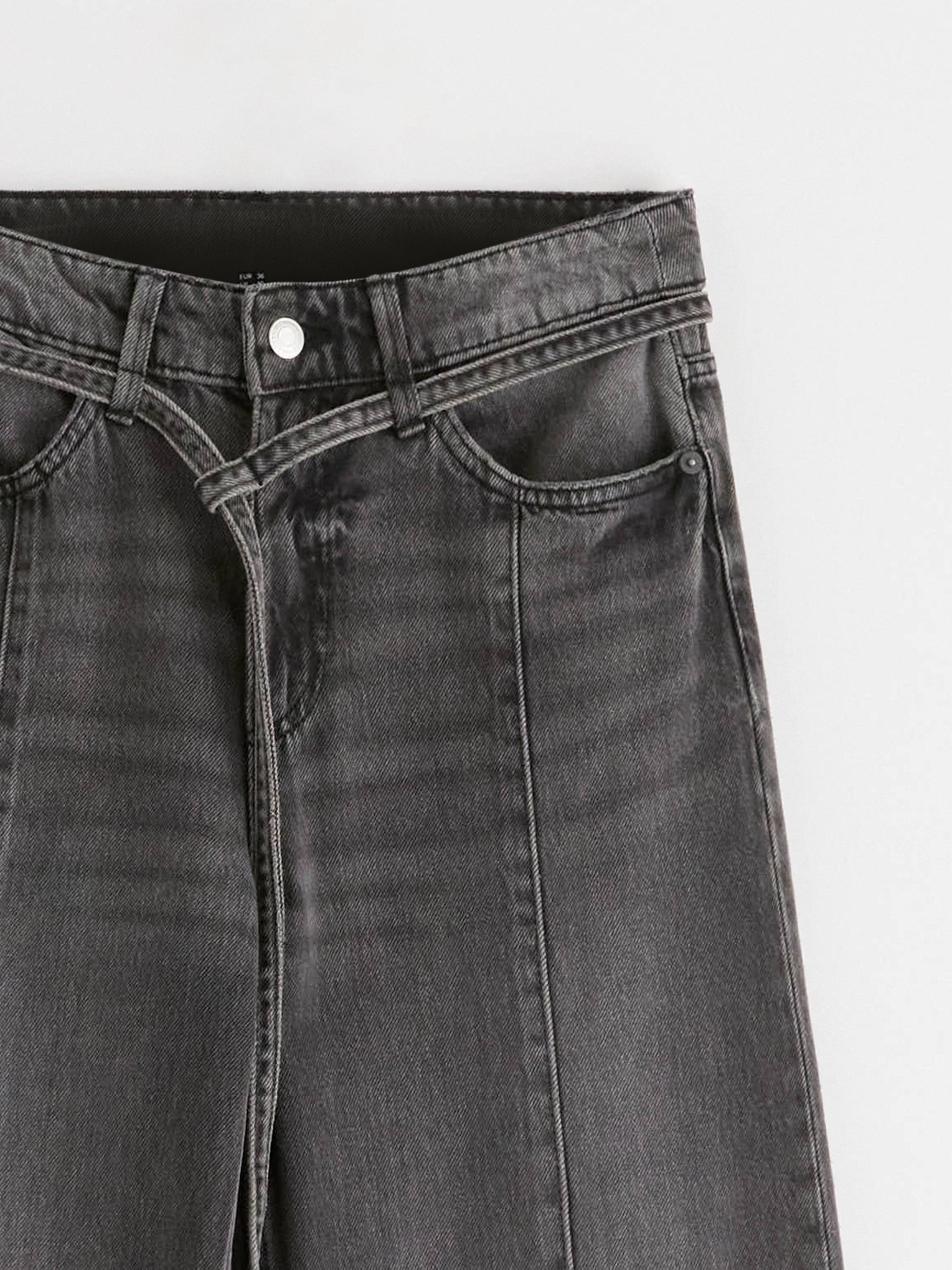 Calça jeans WIDE com pernas extralongas pretas