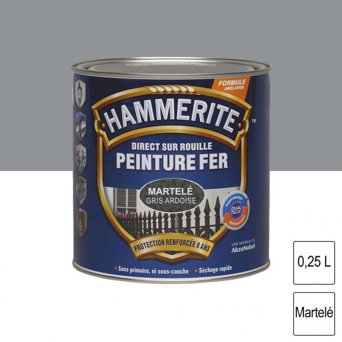 Hammerite Hammered Iron Paint - JULIEN - 0.25L - Slate Grey - Exterior - Matte - Specific