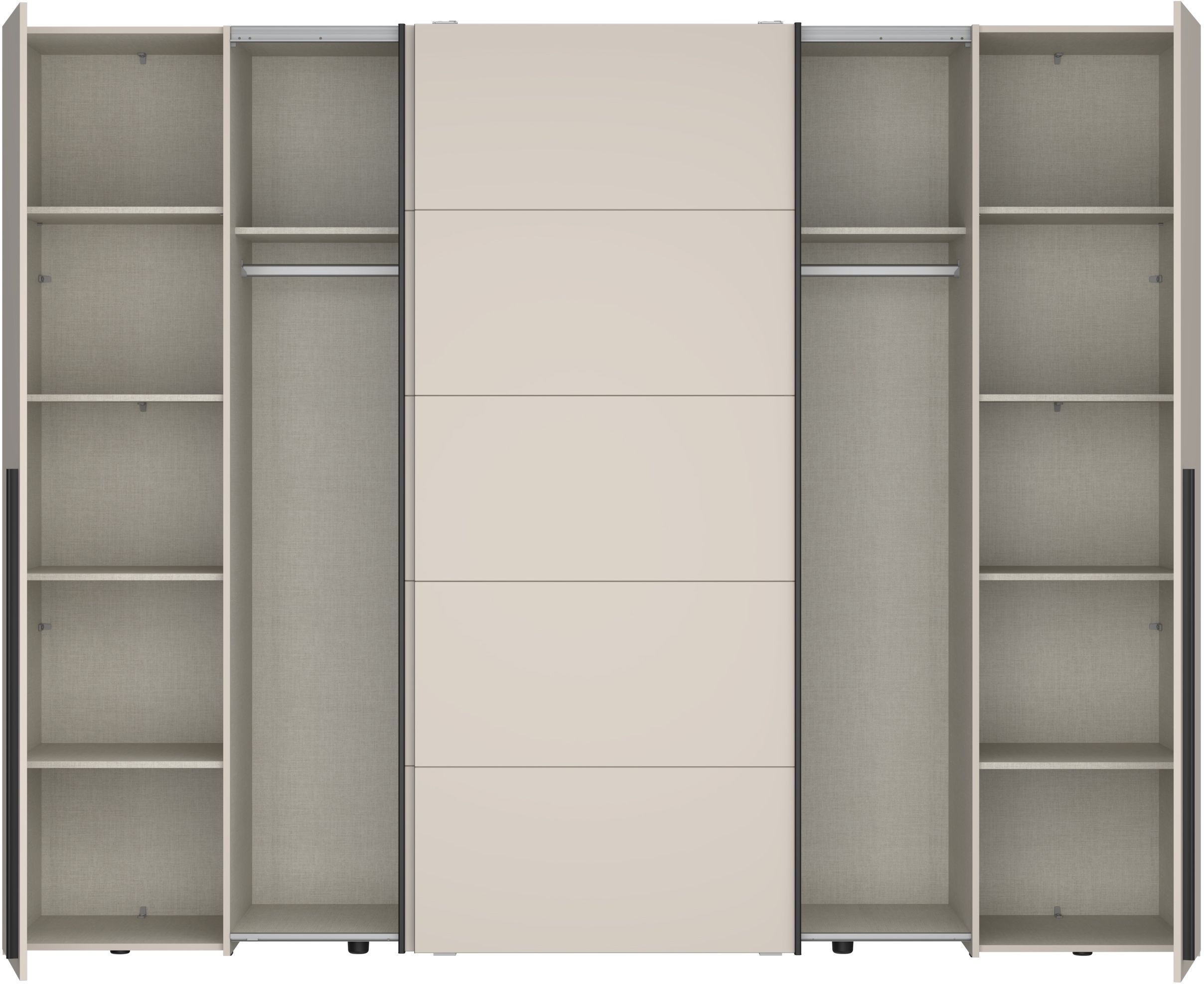 Armoire - Décor Sable- 2 portes battantes + 2 portes coulissantes -  L270 x P61 x H210cm - NARAGO