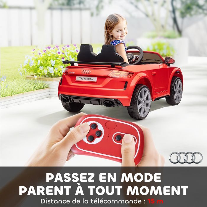 Electric car - HOMCOM - children's Audi TT RS 12V 30W speed 3 km/h remote control LED - PP - red