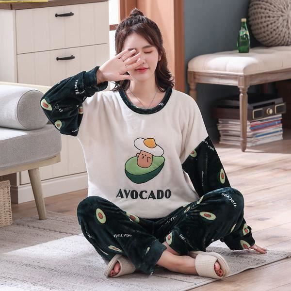 Pijama de franela Funmoon para mujer, ropa de dormir de franela de invierno para mujer y hombre, conjunto de pijama con estampado de perro de dibujos animados.