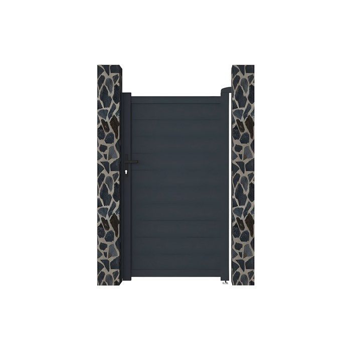 Puerta batiente de aluminio macizo NAZARIO, 103 cm de ancho x 180 cm de alto, color antracita.