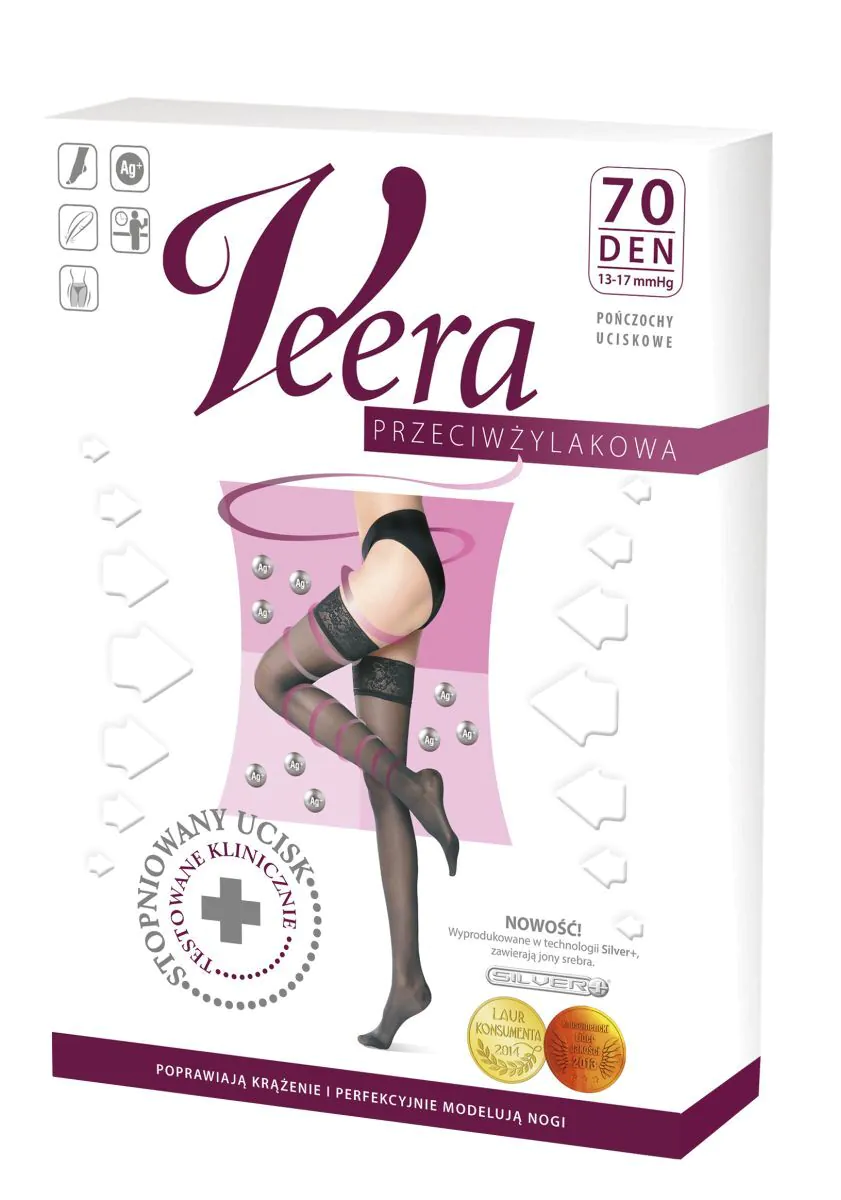 Veera Pończochy uciskowe 70 DEN, Kolor Naturalny, Rozmiar 5