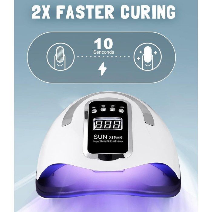 Lampe UV Sèche Ongles,280W LED Lampe à ongles Séchoir à Ongles Portable avec avec 66 Perles de Lampe,4 Minuteries 10/30/60/99S