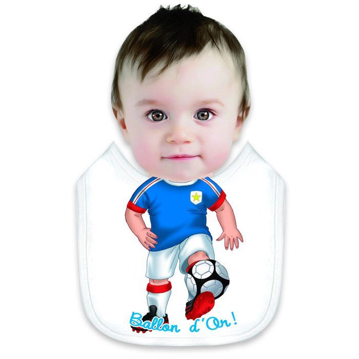 Bavaglino per neonati - P2G - Pallone d'Oro calcio - Bianco - 100% cotone