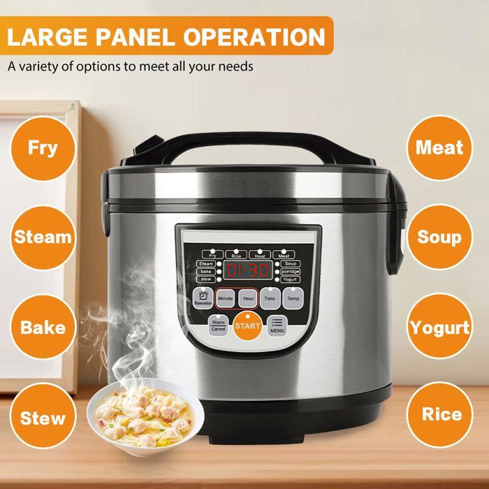 5L elektrische snelkookpan - Multicooker, 10 programma's - Rijstkoker, warmhoudfunctie, stoomfunctie - 700W