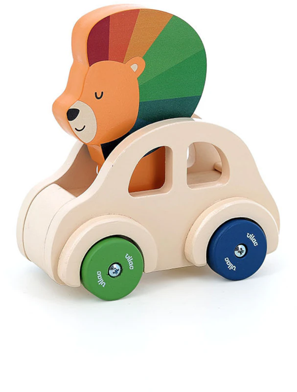 Vilac Lion in a Car brinquedo de madeira