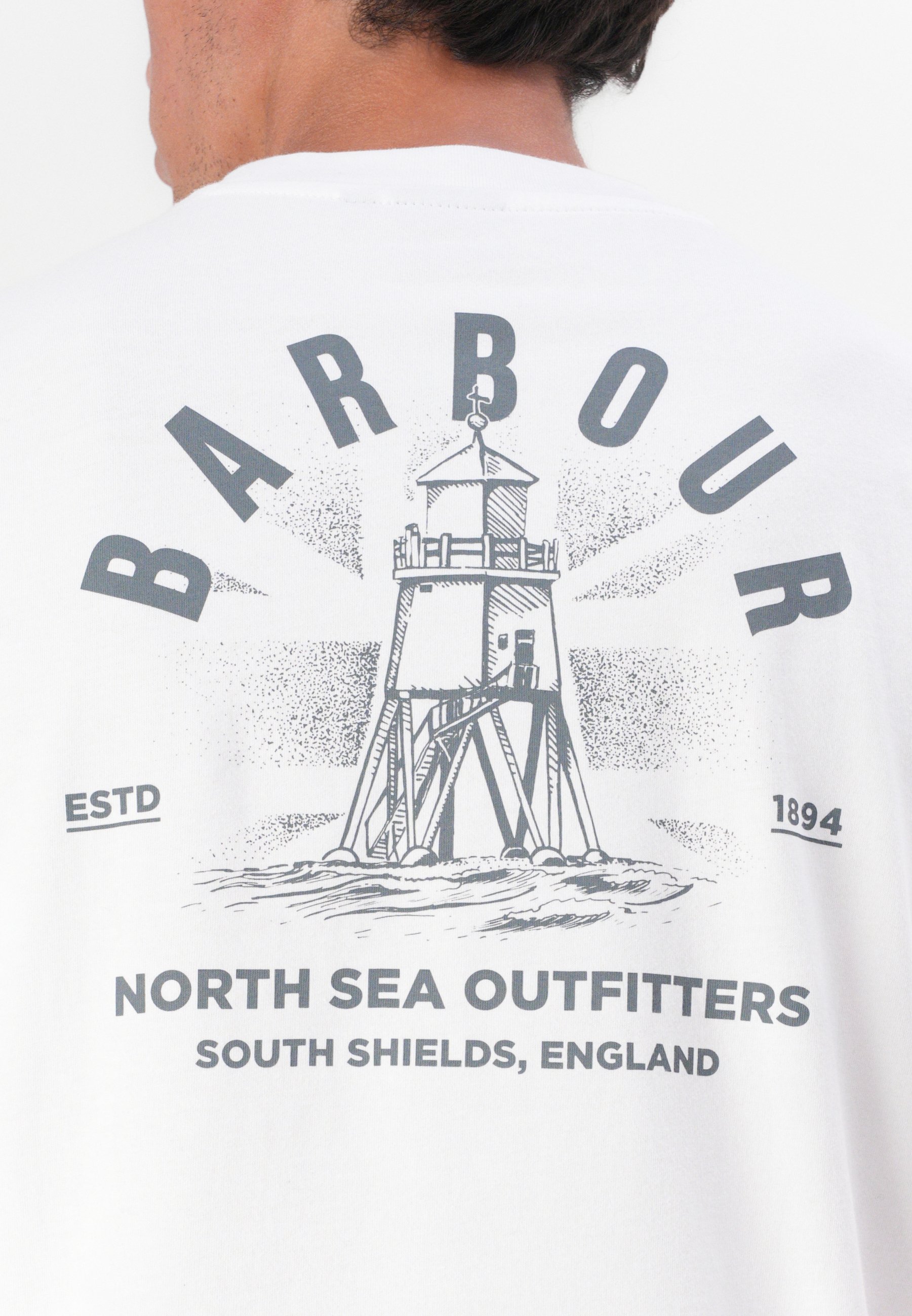 Barbour RELAXED SOUTER - Triko s potiskem - white