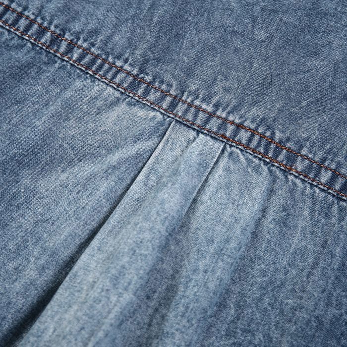 Men's Short Sleeve Denim Shirt, Regular Fit, Casual Summer Cotton Denim Shirt with Pockets - Light Blue