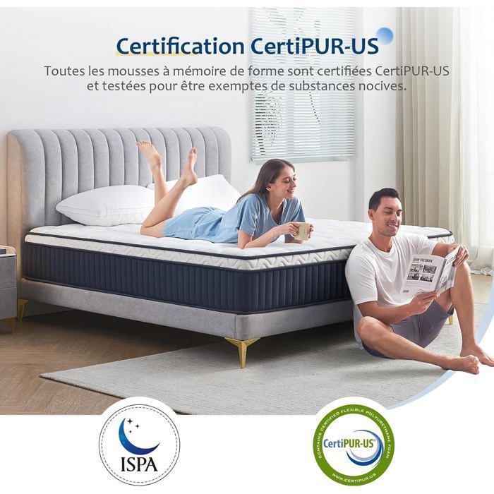 slily Mattress 120x190 30 cm Thick Hybrid Mattress with Independent Pocket Springs and Gel Memory Foam, Oeko-tex