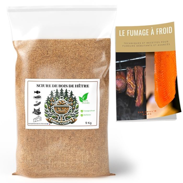 Sciure de hêtre 9 kg pour fumoir à froid - Conditionnée en France - Ebook offert