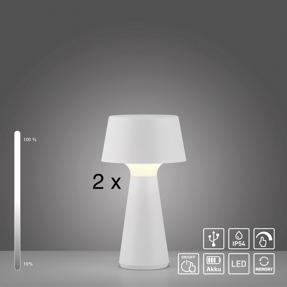 Lampă de masă LED reîncărcabilă Lepa, set de 2, albă