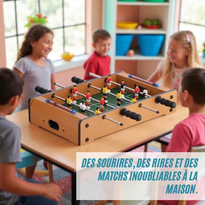 DEVESSPORT Mini Table Football for Children, Portable Soccer Game with Players and Scorers. Ideal Gift for Ages 3+