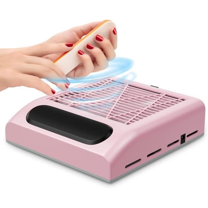 Aspirateur Ongles Professionnelle 80W, Aspirateur Manucure Avec 2 Filtres Et Brosses Remplaçables Vitesse Réglable Pour Nail