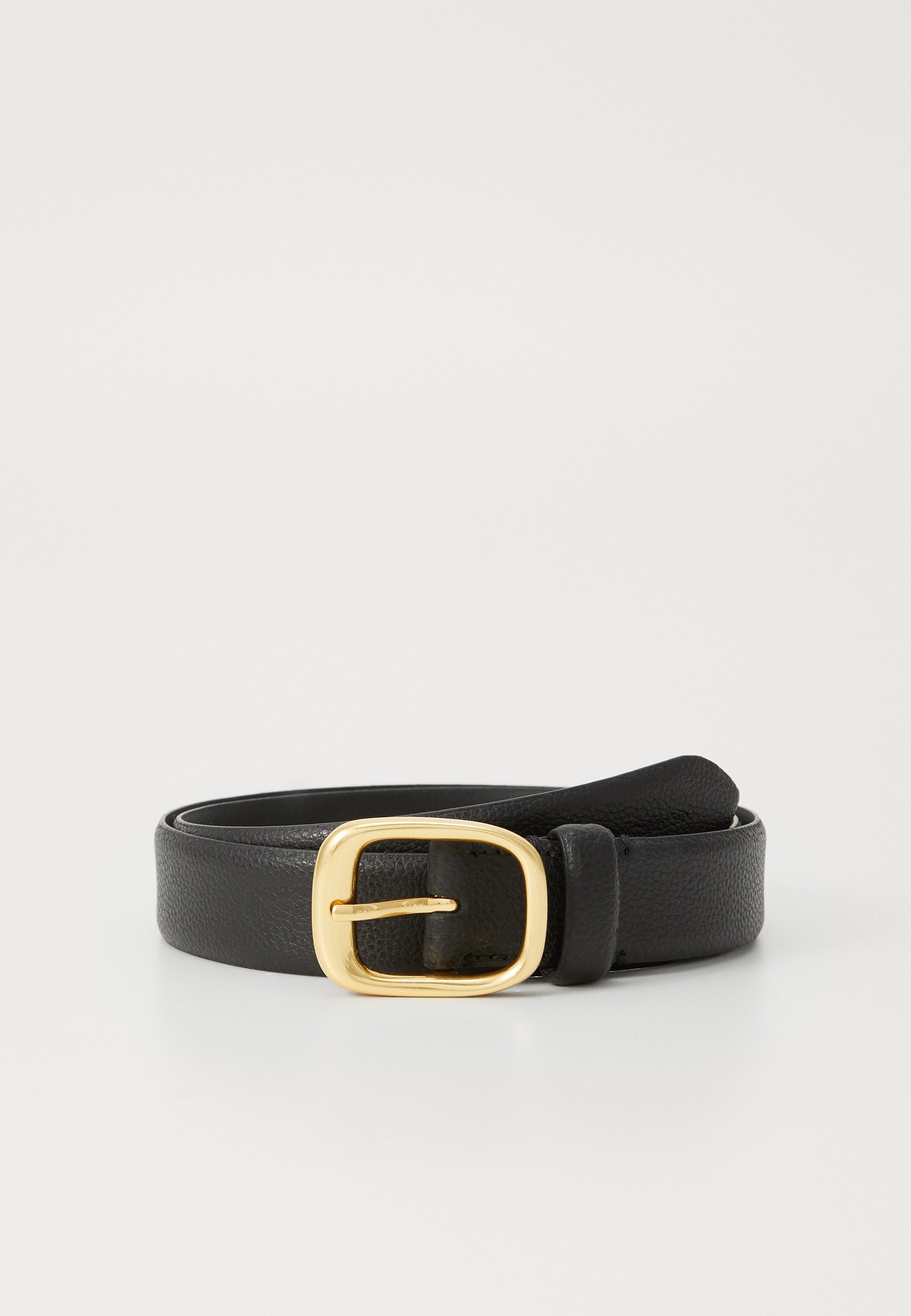 Calvin Klein CHUNKY BUCKLE PEBBLE STRAP - Riem - zwart/getrommeld diep goudkleurig