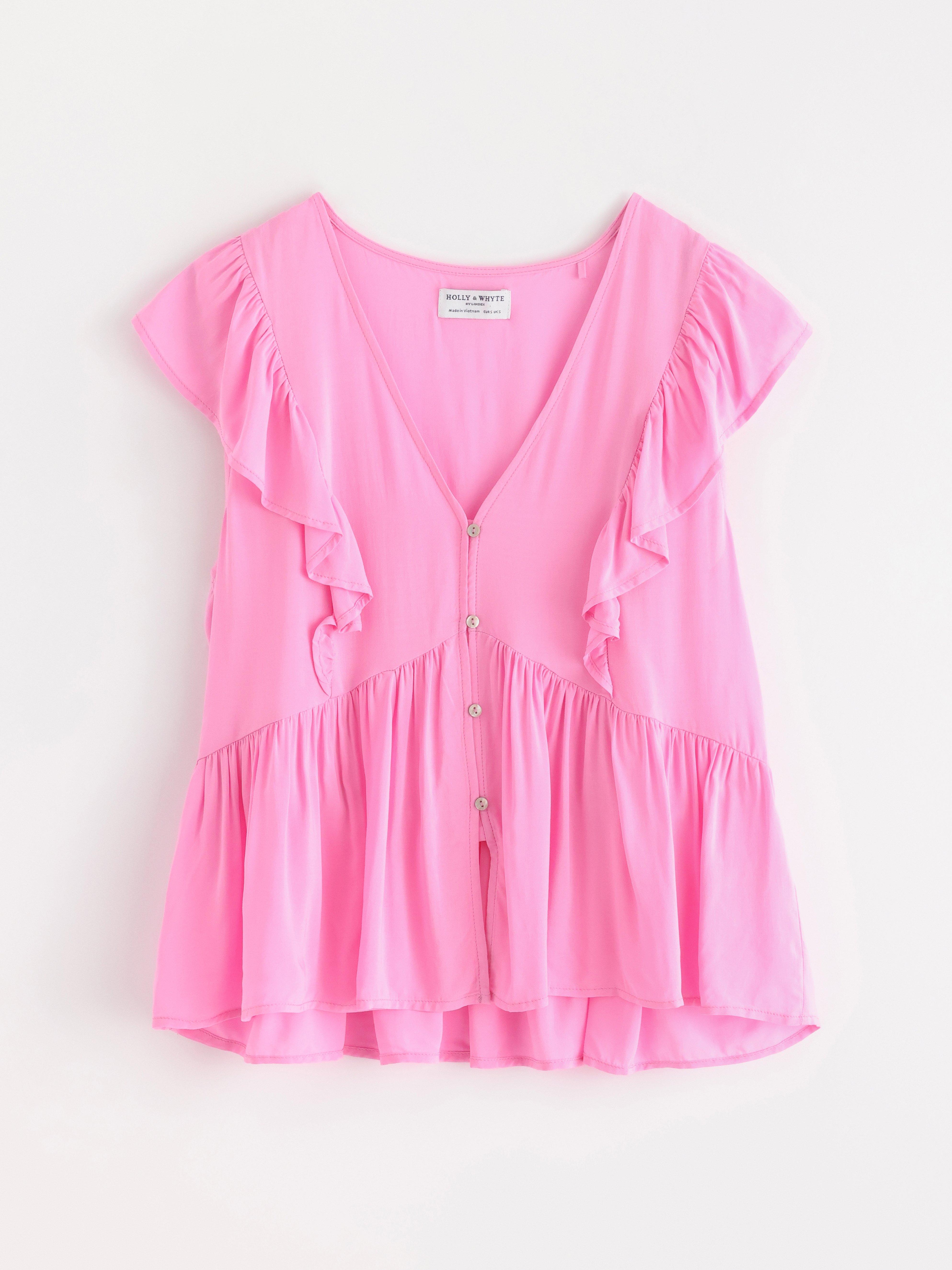 Blusa de manga curta rosa claro