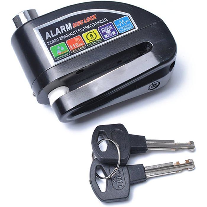 Motorcycle brake disc lock, scooter brake disc lock with security alarm, black