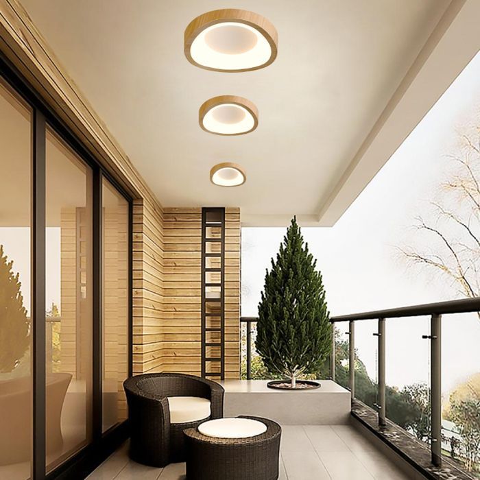Lámpara de techo LED de estilo moderno WOTTES - 10W Blanco cálido IP54 Impermeable Lámpara de techo para sala de estar y pasillo - 1 unidad Natural Ø20CM