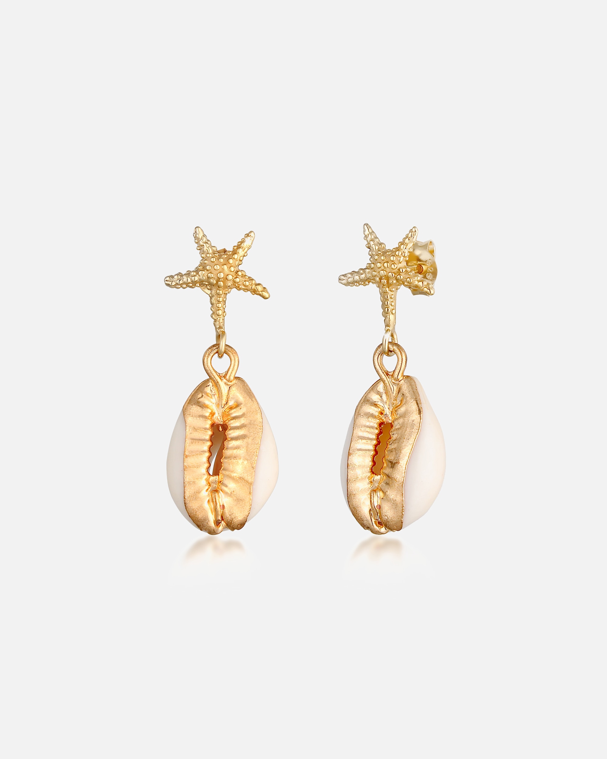 Elli Coquillage Étoile de Mer Plage Boucles d'Oreilles Femme - (925/1000) Argent Plaqué Or